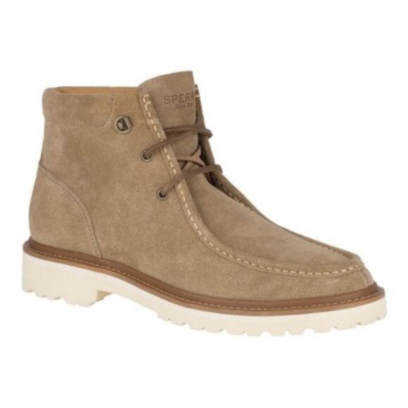 Sperry Mens Tan Suede Windsor Rawhide Lug Chukka Lace Up Boots Sz 11.5 New - Picture 1 of 9